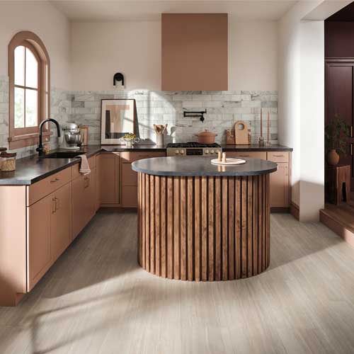wood look laminate flooring in kitchen