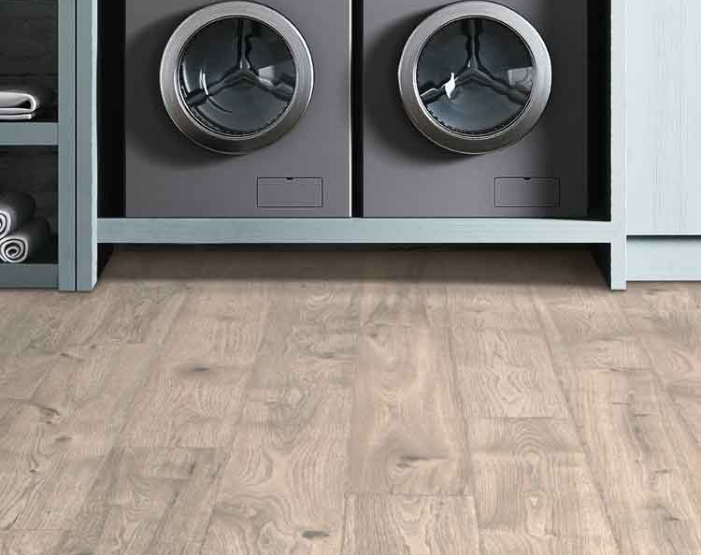 wood look laminate flooring in laundry room