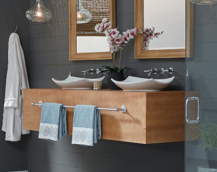 Sinks in a designer bathroom