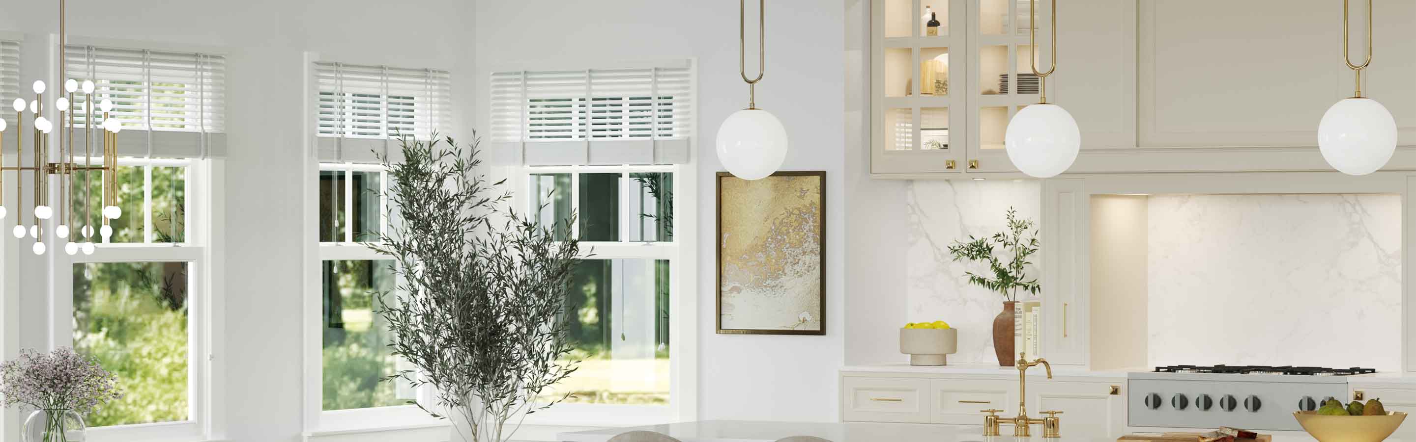 round glass lighting in kitchen